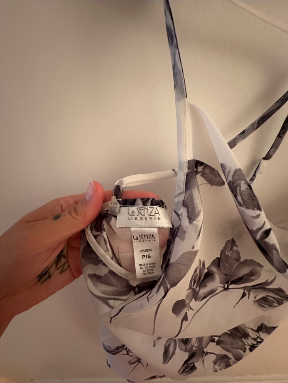 Sheer Floral Cowl Neck Slip dress White and Gray - Picture 2 of 2